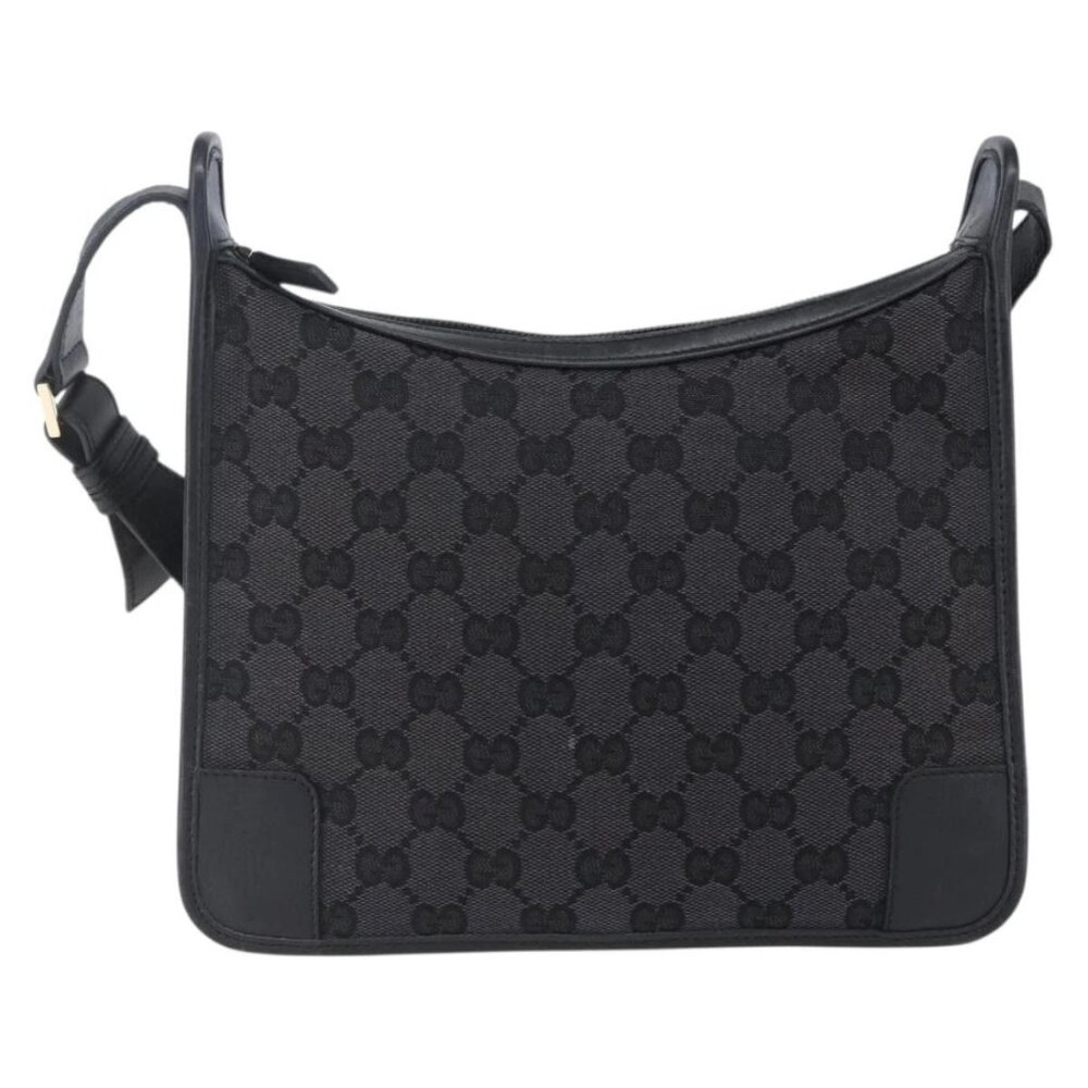 GUCCI GG Canvas Shoulder Bag Black Silver - Picture 2 of 16